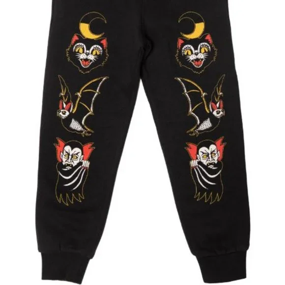 Moonlight Halloween Goth Joggers Punk Sweatpants Vampire Cat - Picture 2 of 2